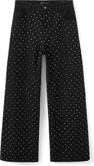 MANGO x Kaia Gerber Rhinestone Wide Leg Jeans