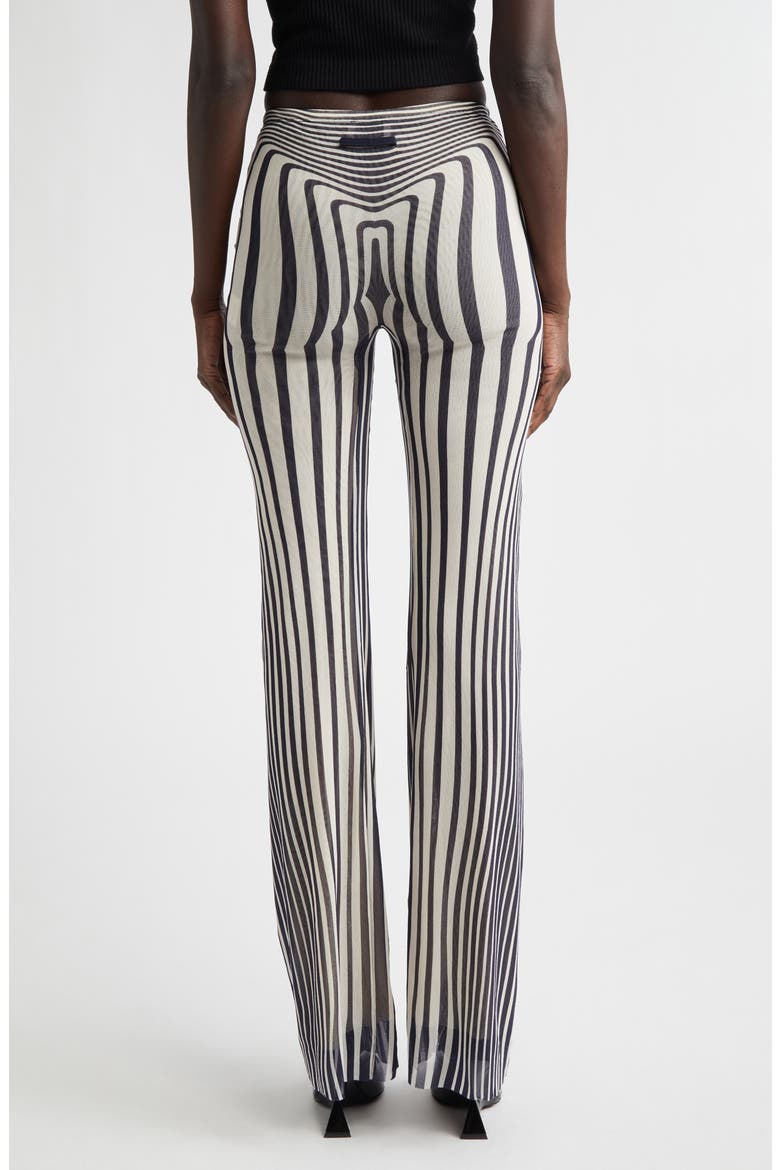 Re-Edition Body Morphing Trompe l'Oeil Mesh Flare Pants, Alternate, color, ECRU/ NAVY