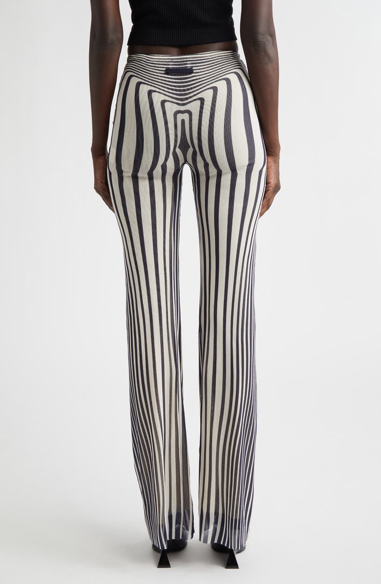 Jean Paul Gaultier Re-Edition Body Morphing Trompe l'Oeil Mesh Flare Pants, Alternate, color, Ecru/ Navy