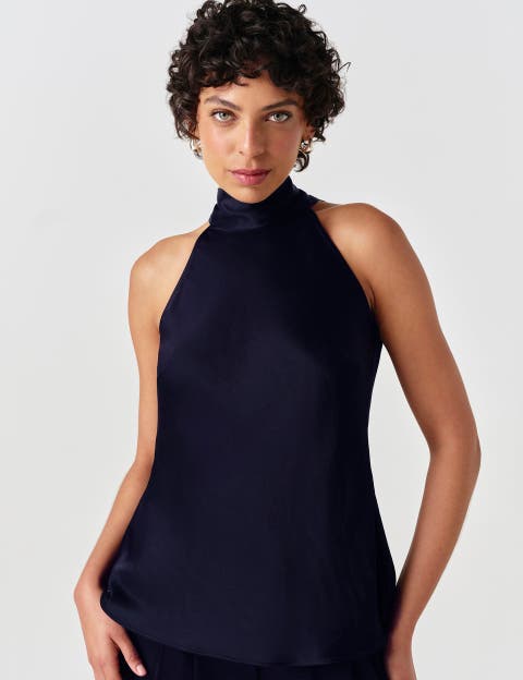 Reese High Neck Satin Top