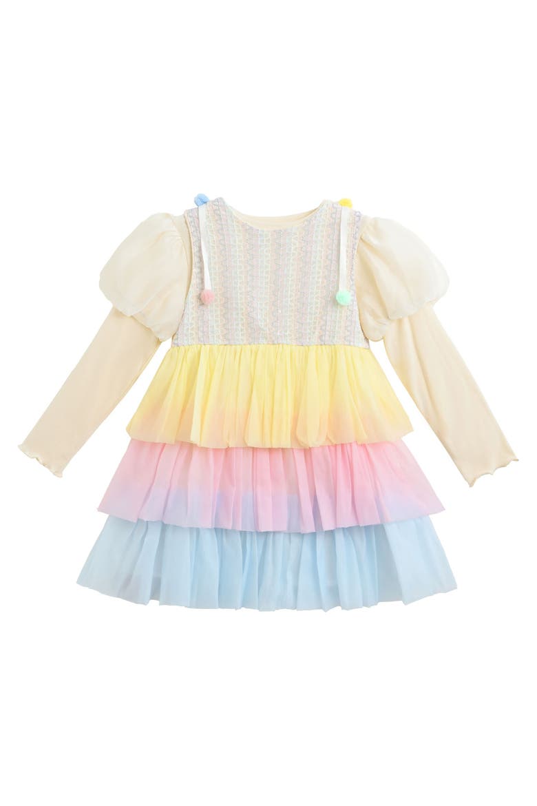 Pastel Pom-Pom Tulle Dress, Main, color, Cream