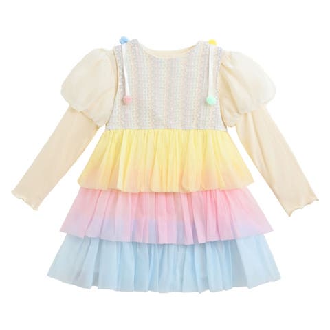 Pastel Pom-Pom Tulle Dress (Toddler & Little Kid)