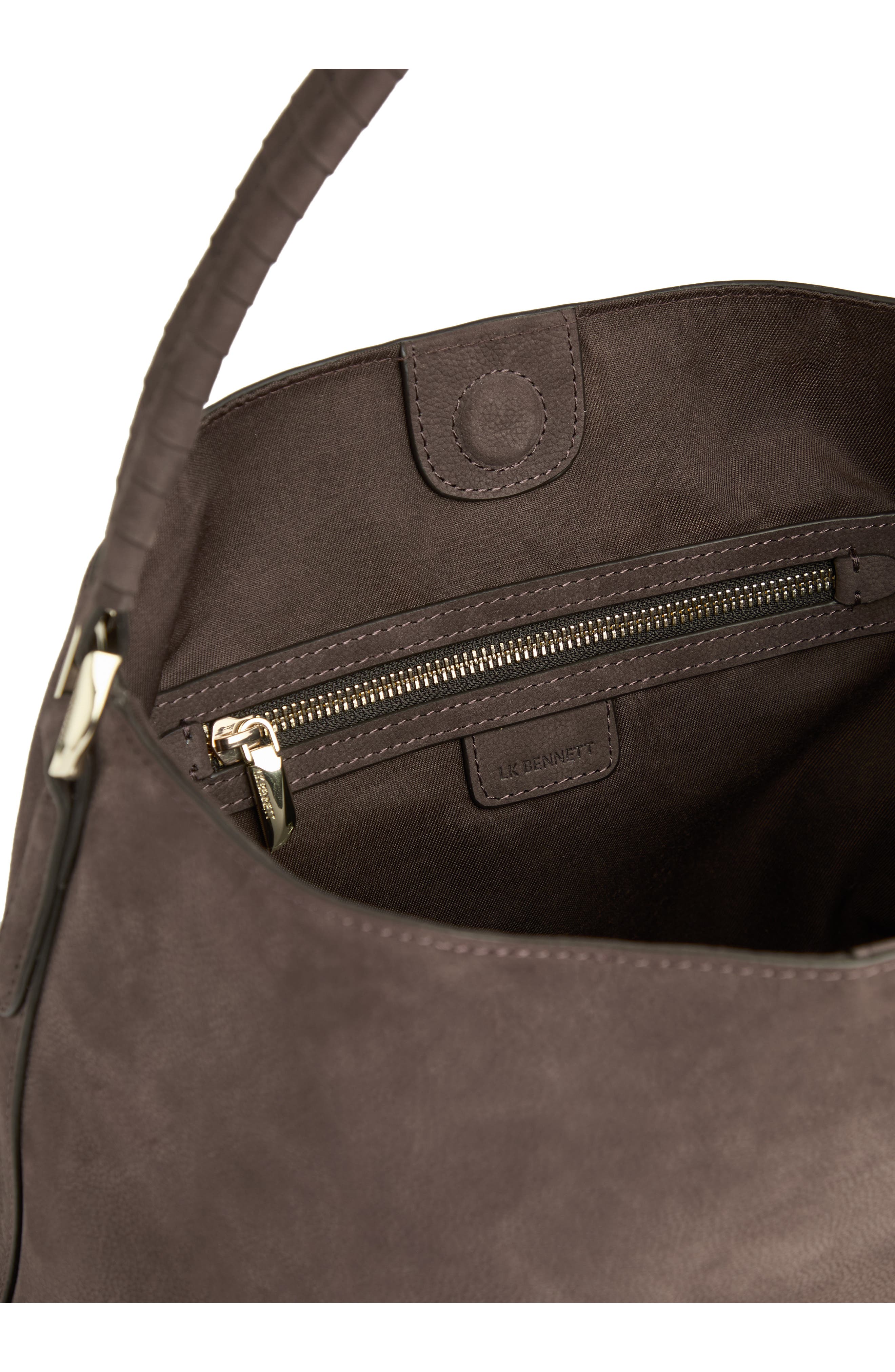 LK Bennett Lou Lou Wrap Handle Leather Shoulder Bag, Alternate, color, Chocolate