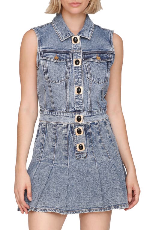 Avec Les Filles Crop Denim Vest In Blue