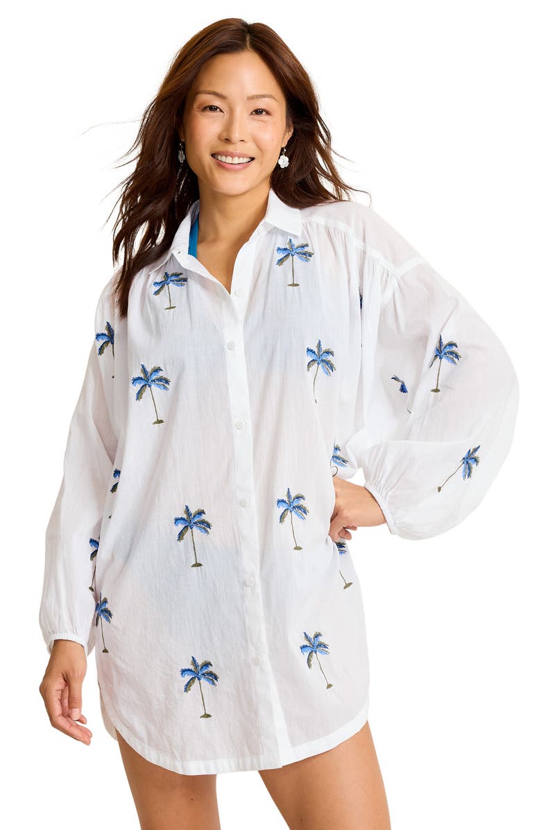 Tommy Bahama Catalina Coast Palm Cover-Up Shirt, Alternate, color, 