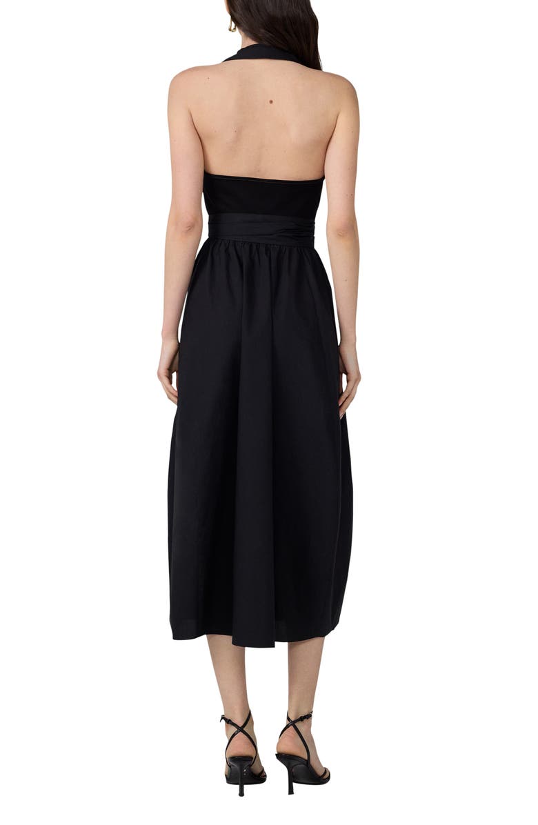 Diane von Furstenberg Nova Halter Neck Cotton Midi Dress, Alternate, color, Black