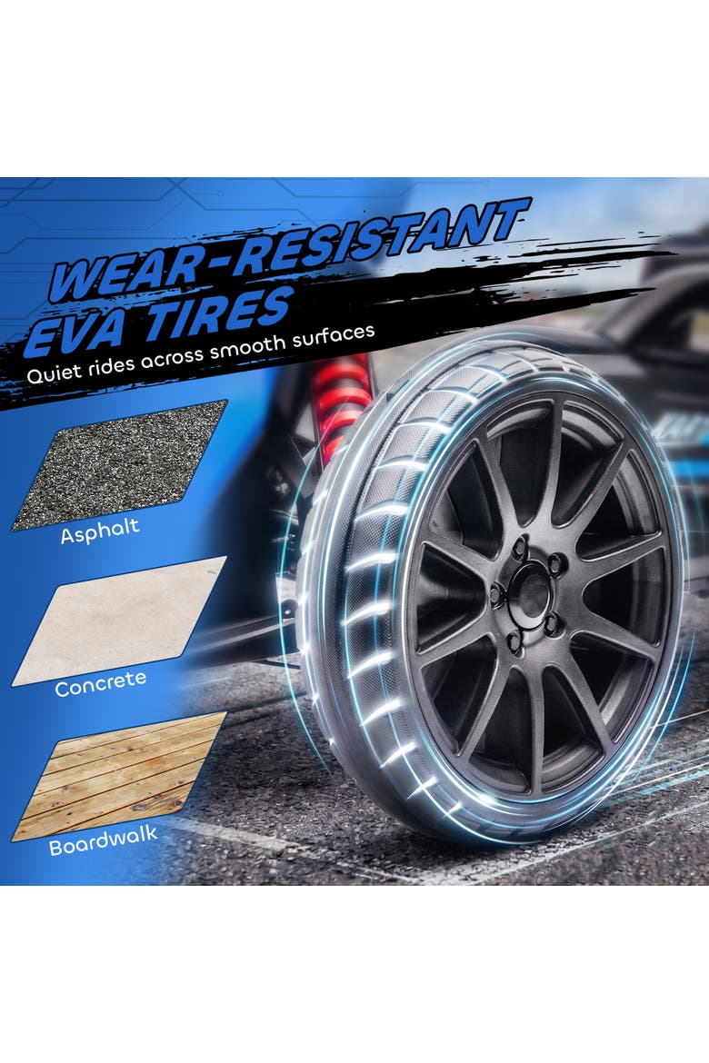 12V Kids Electric Go Kart, EVA Tires, 2 Speeds, Black, Alternate, color, Blue