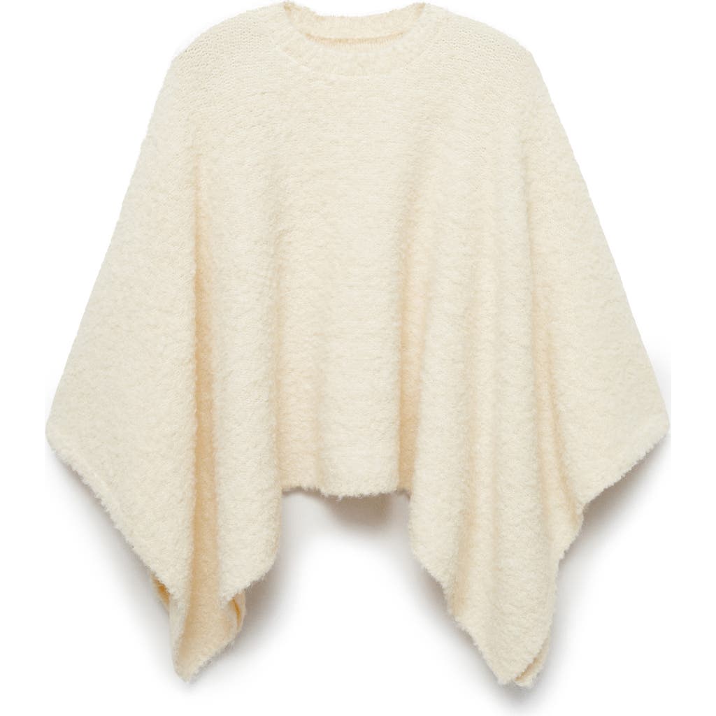 Mango Crewneck Poncho In Ecru