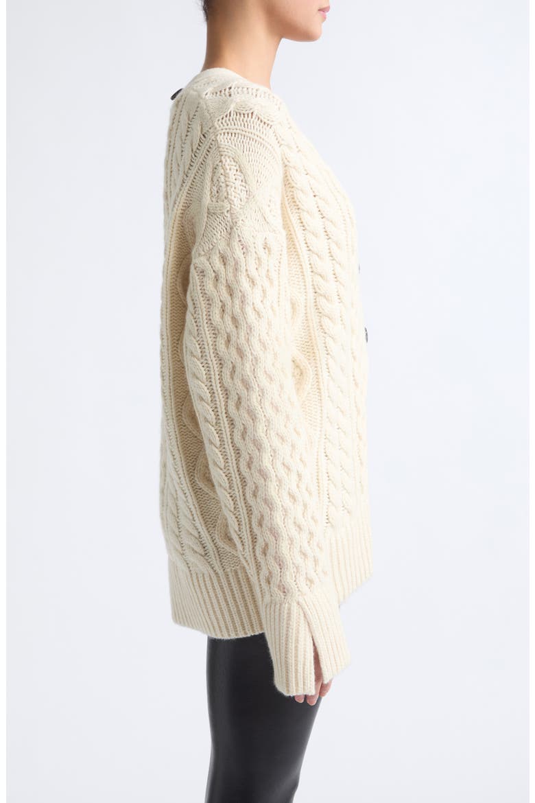 Tear Drop Aran Cardigan, Alternate, color, PEARL