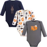 Hudson Baby Cotton Long-Sleeve Bodysuit 3Pk