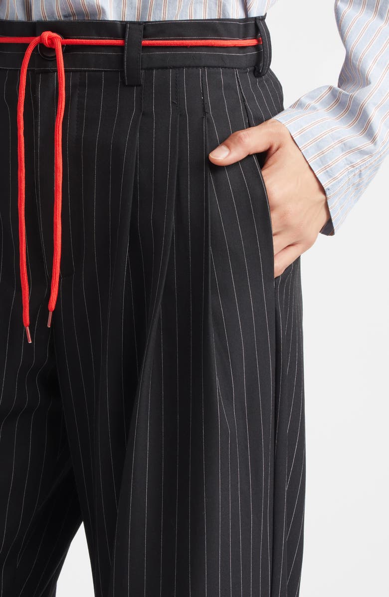 KÚR Shoelace Pinstripe Pleated Straight Leg Pants, Alternate, color,