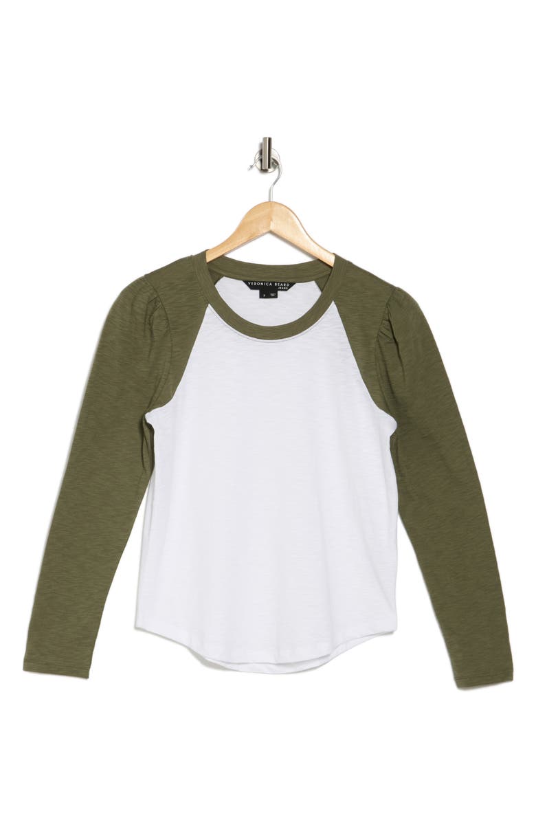 Veronica Beard Mason Puff Sleeve Pima Cotton Baseball T-Shirt, Alternate, color, 