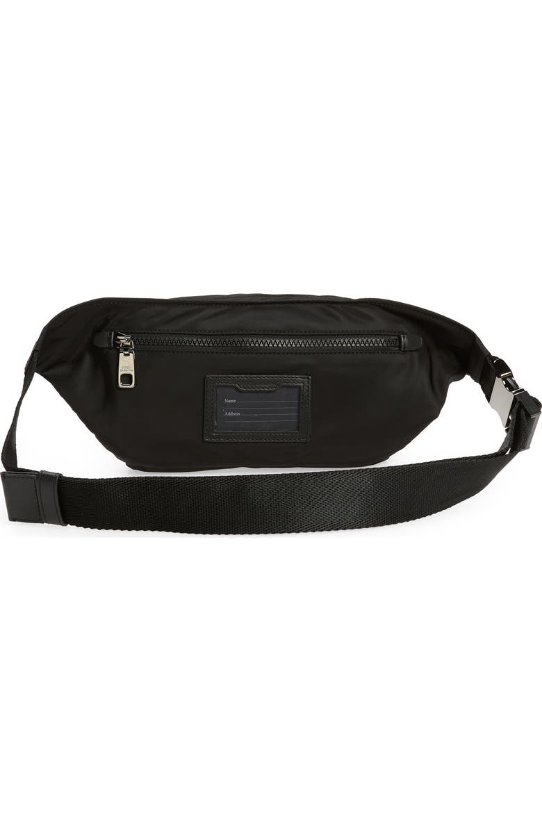 Dolce&Gabbana Rubber Logo Nylon Belt Bag, Alternate, color, Black/ Black