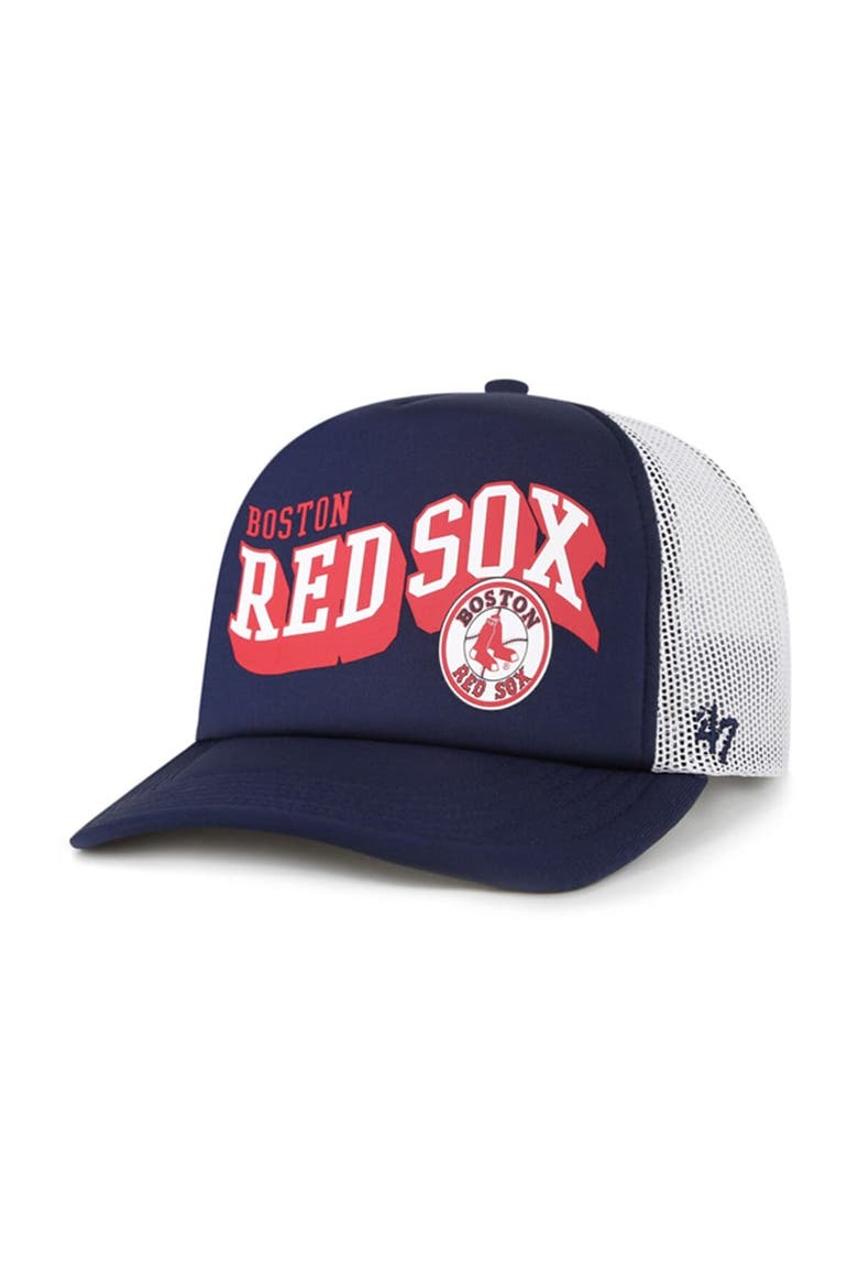 Men's '47 Navy Boston Red Sox Meander Foam Trucker Snapback Hat, Main, color, Navy