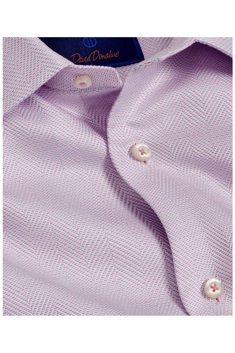Trim Fit Tic Herringbone Dress Shirt, Alternate, color, WHITE/ BERRY