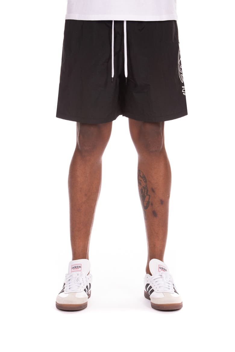 BB Helmet Nylon Drawstring Shorts, Main, color, BLACK