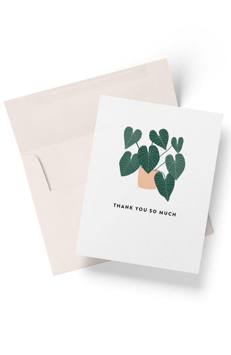 Joy Paper Co. Thank You House Plant Boxed Set of 8 Greeting Cards, Main, color, White, Teal, Coral