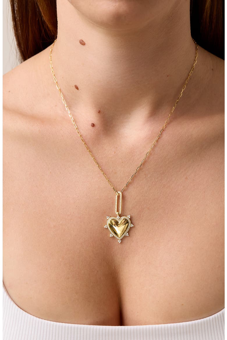 Icon Pavé Diamond Heart Pendant Necklace (Nordstrom Exclusive), Alternate, color, 18K YELLOW GOLD