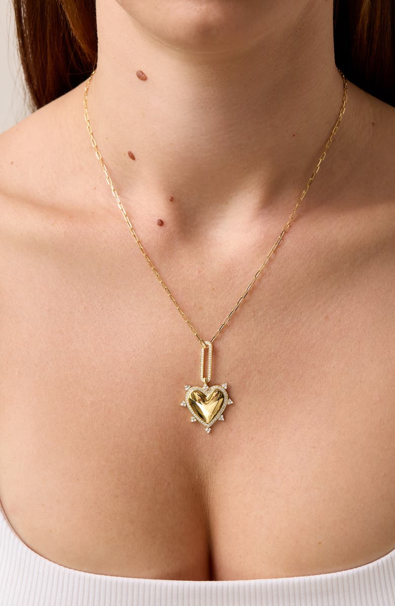 Bony Levy Icon Pavé Diamond Heart Pendant Necklace, Alternate, color, 18K Yellow Gold