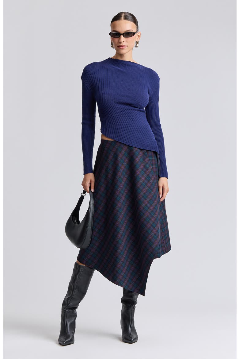 Plaid Scarf Midi Skirt, Alternate, color, MERLOT-NAVY PLAID