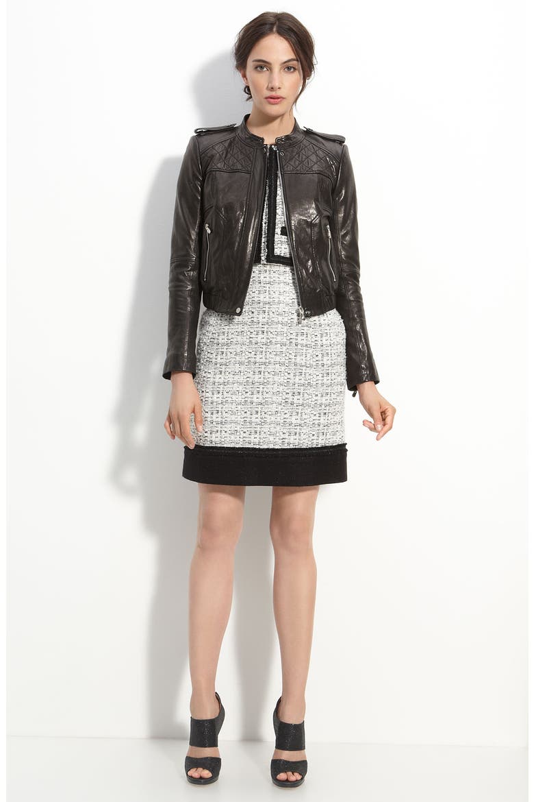 'Olivia' Quilted Leather Jacket, Main, color, BLACK