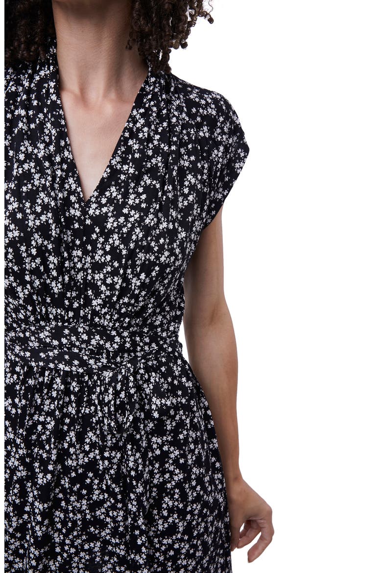 Jersey Faux Wrap Dress, Alternate, color, BLACK-CLASSIC CREAM