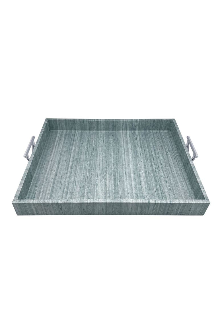 Capri Faux Grasscloth Tray, Main, color, AQUA