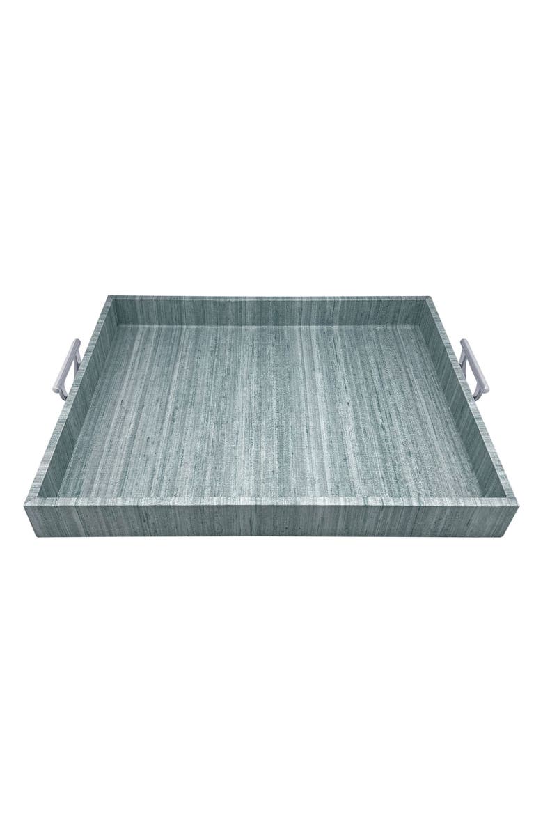 Mariposa Capri Faux Grasscloth Tray, Main, color, Aqua