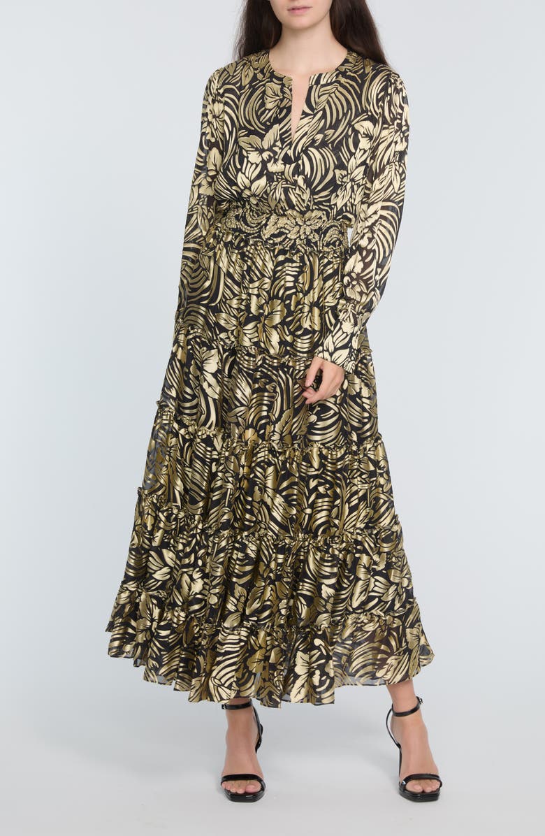 Elie Tahari The Francesca Burnout Long Sleeve Maxi Dress, Alternate, color, 