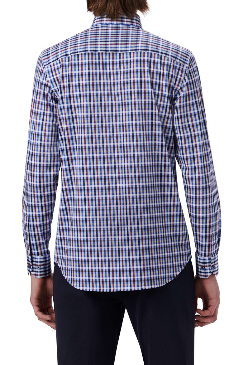 OoohCotton® Tattersall Check Stretch Cotton Button-Up Shirt, Alternate, color, CLASSIC BLUE