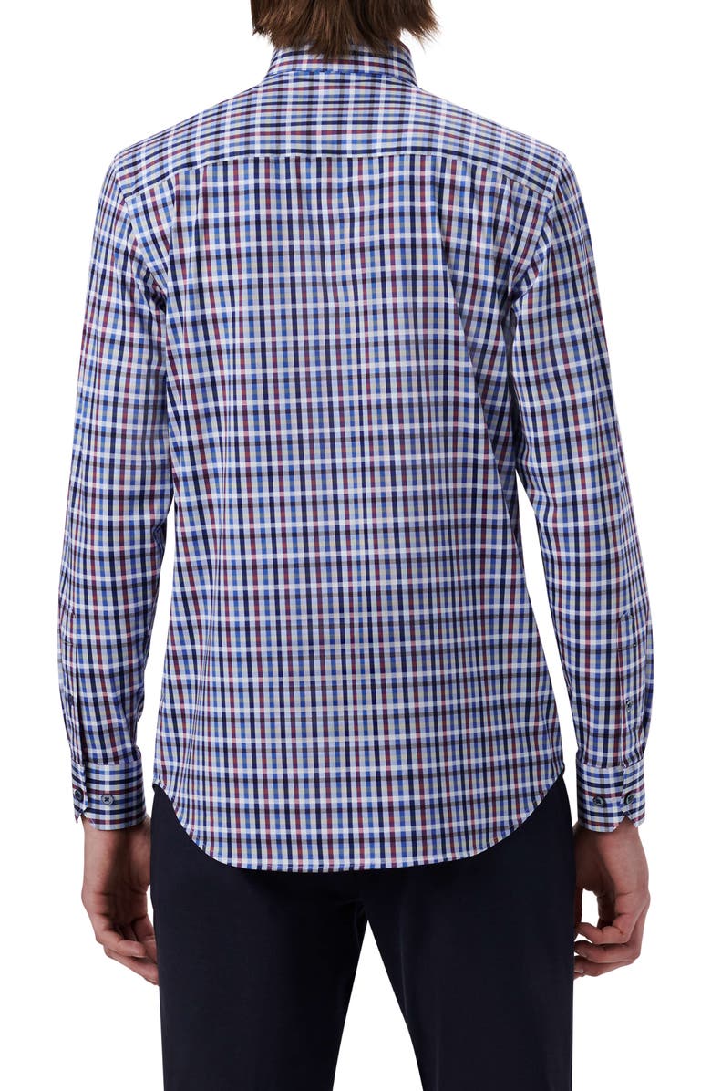 Bugatchi OoohCotton<sup>®</sup> Tattersall Check Stretch Cotton Button-Up Shirt, Alternate, color, 