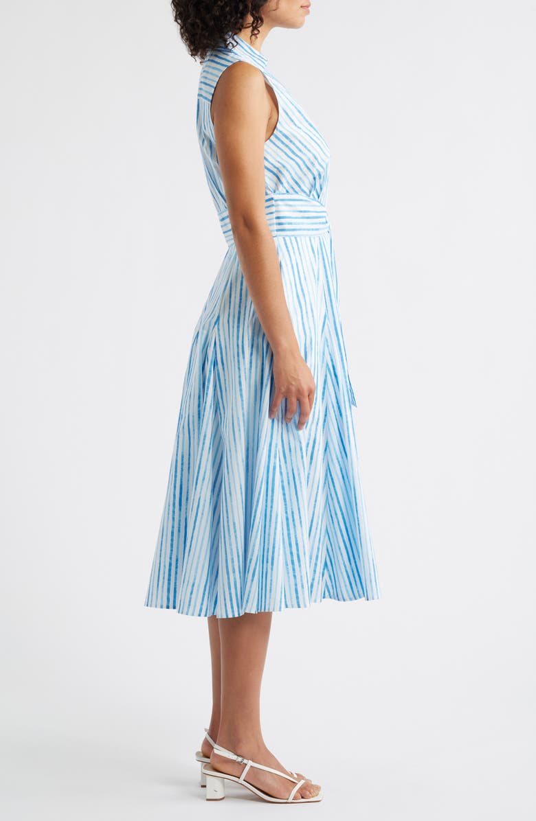 Tahari ASL Stripe Sleeveless Midi Dress, Alternate, color, White Blue
