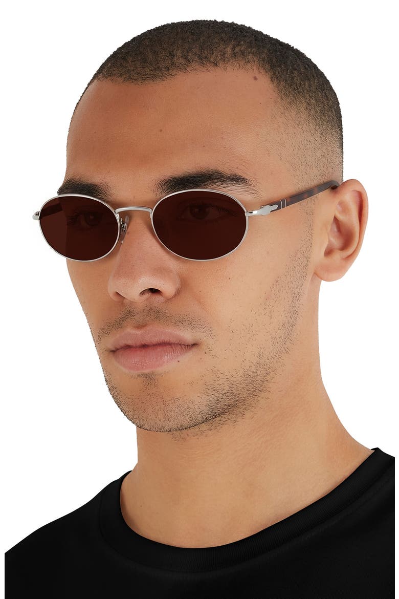 Ida 55mm Oval Sunglasses, Alternate, color, SILVER / RED