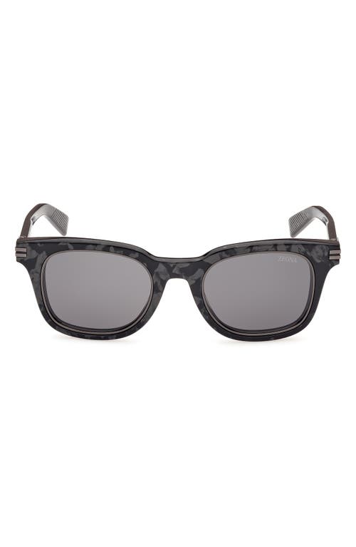Zegna 50mm Rounfd Sunglasses In Black