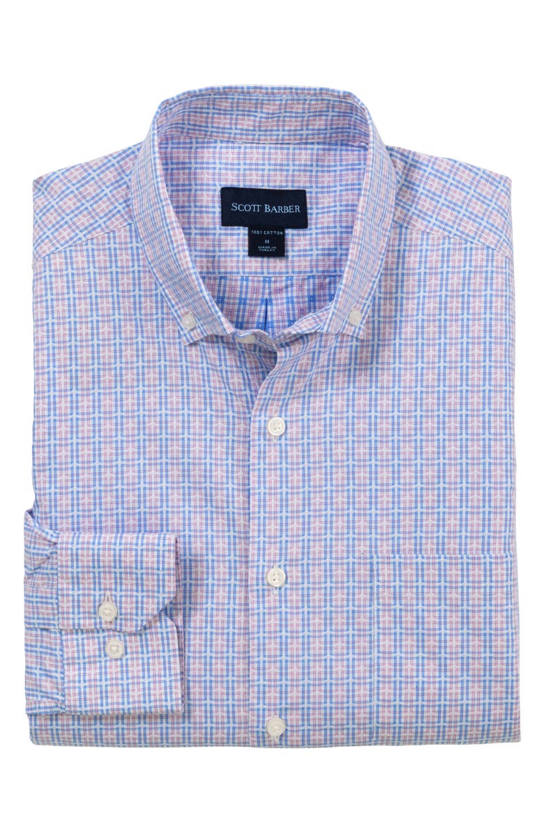 Scott Barber Multicolor Check Cotton Jacquard Button-Down Shirt, Alternate, color, 