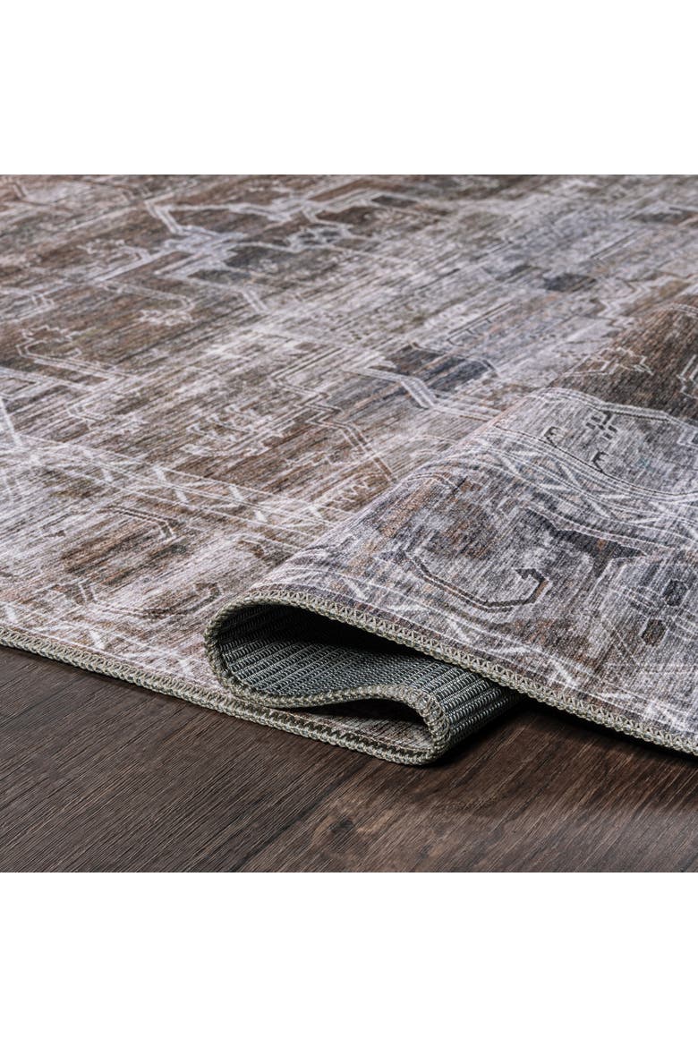 Alanya Ornate Medallion Machine-Washable Area Rug, Alternate, color, Brown/Light Gray