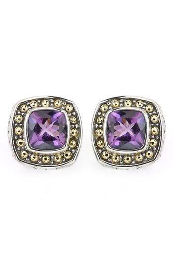 Samuel B. Sterling Silver & 18k Gold Semiprecious Stone Cushion Stud Earrings In Purple
