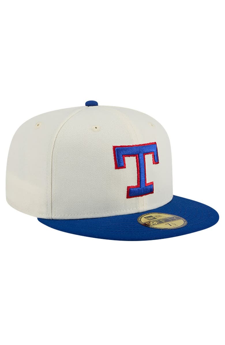 New Era Men's New Era Cream Texas Rangers Cooperstown Collection Chrome 59FIFTY Fitted Hat, Alternate, color, Cream