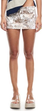 LIONESS Rhode Palm Print Low Rise Miniskort