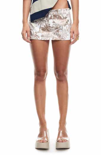 LIONESS Rhode Palm Print Low Rise Miniskort