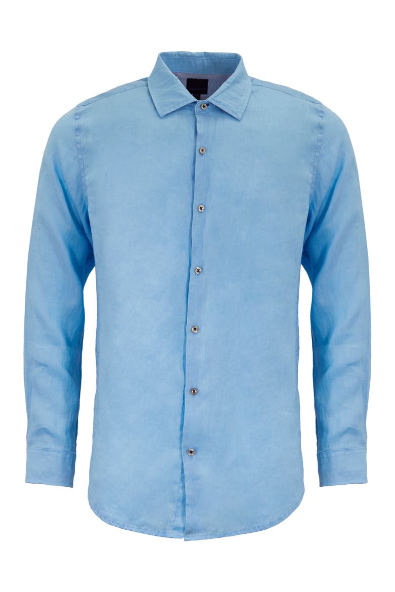 Uomo Solid Long Sleeve Fine Linen Shirt, Alternate, color, LAURENT BLUE