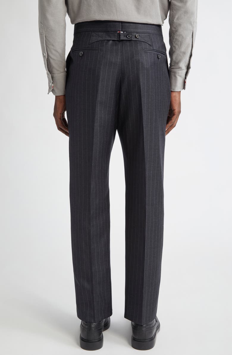 Thom Browne Fit 1 Pinstripe Wool Backstrap Pants, Alternate, color, Dark Grey