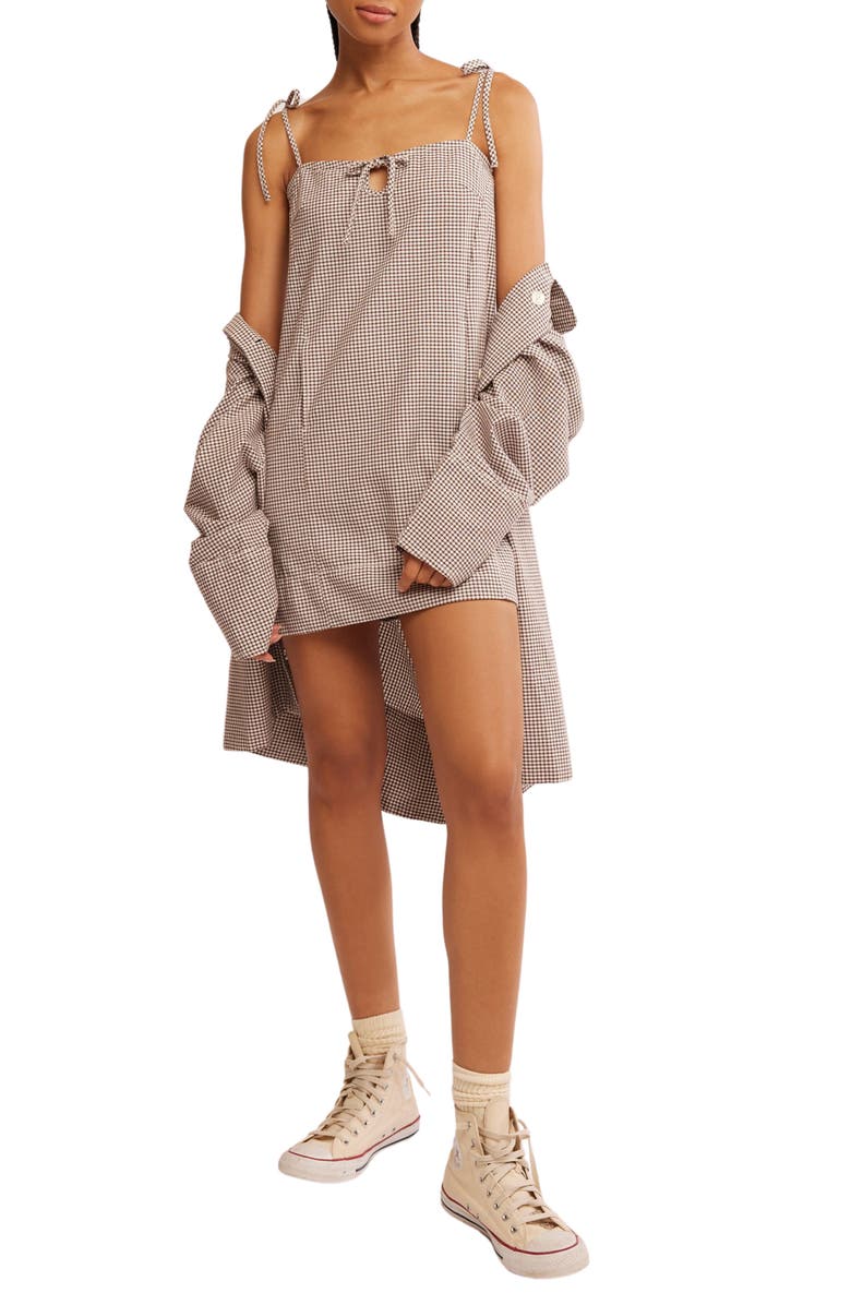 Free People Arlo Minidress & Long Sleeve Shirt, Main, color, Ivory Combo