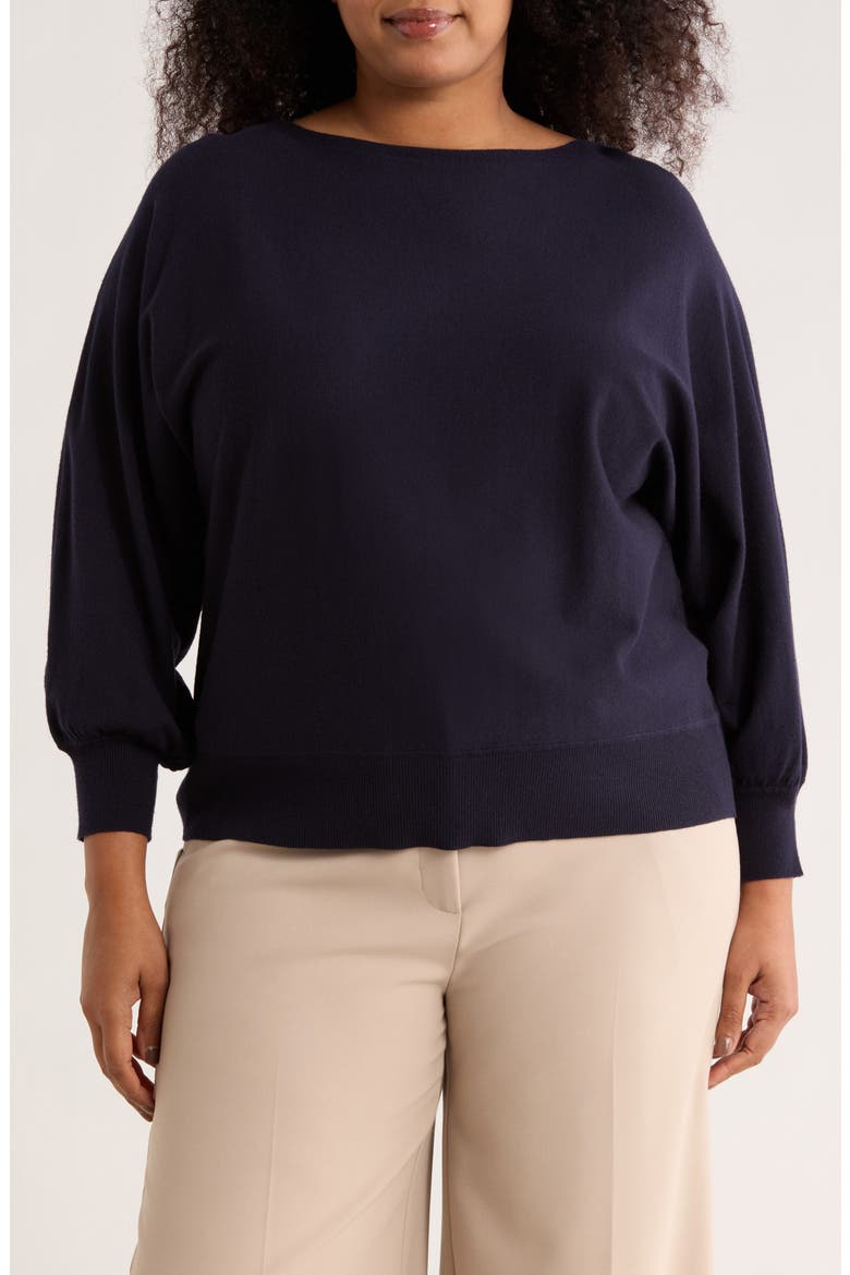 Dolman Elbow Sleeve Sweater, Main, color, DARK NAVY