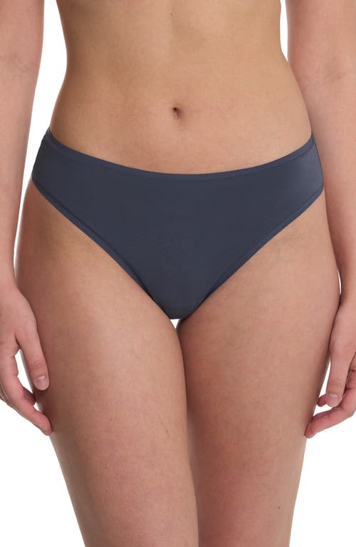 Natori Bliss Bare Stretch Cotton Thong In Black