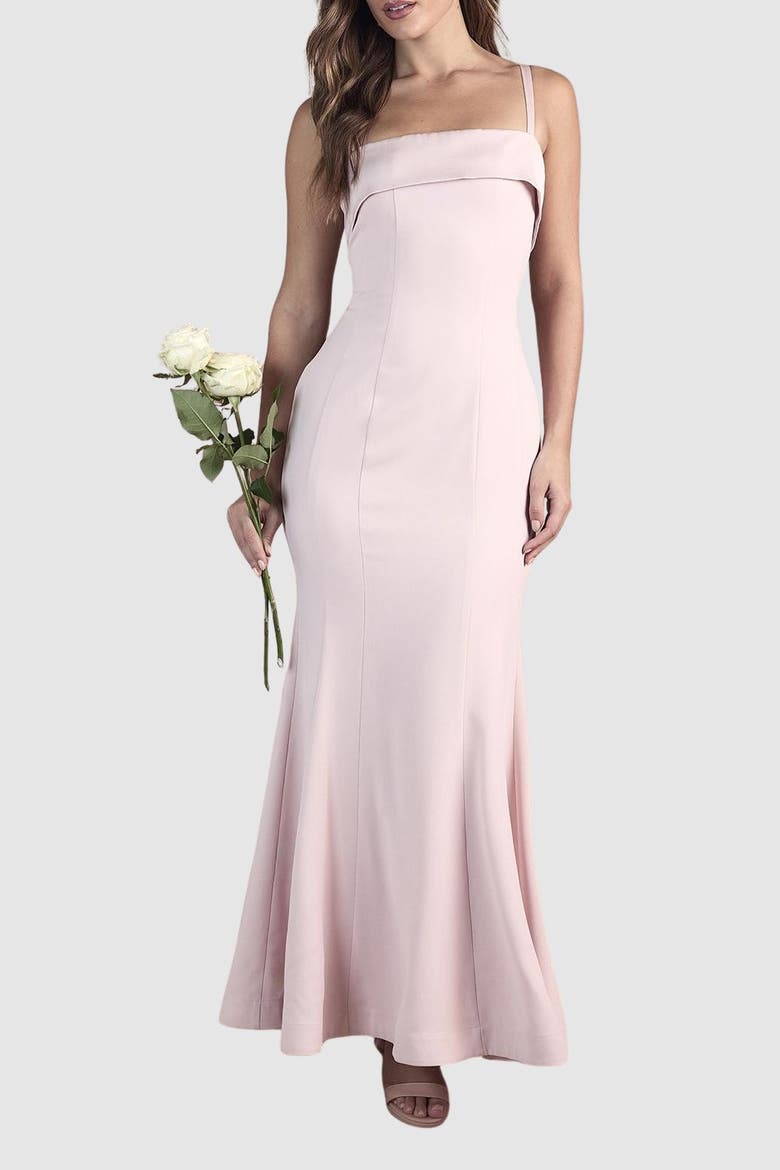 Strappy Square Neck Satin Maxi Dress, Alternate, color, Blush
