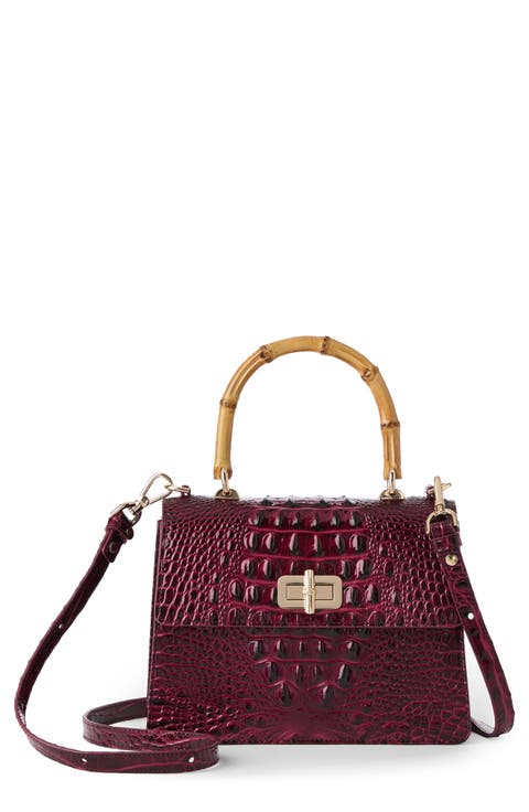 Small Mod Hallie Croc Embossed Leather Top Handle Bag