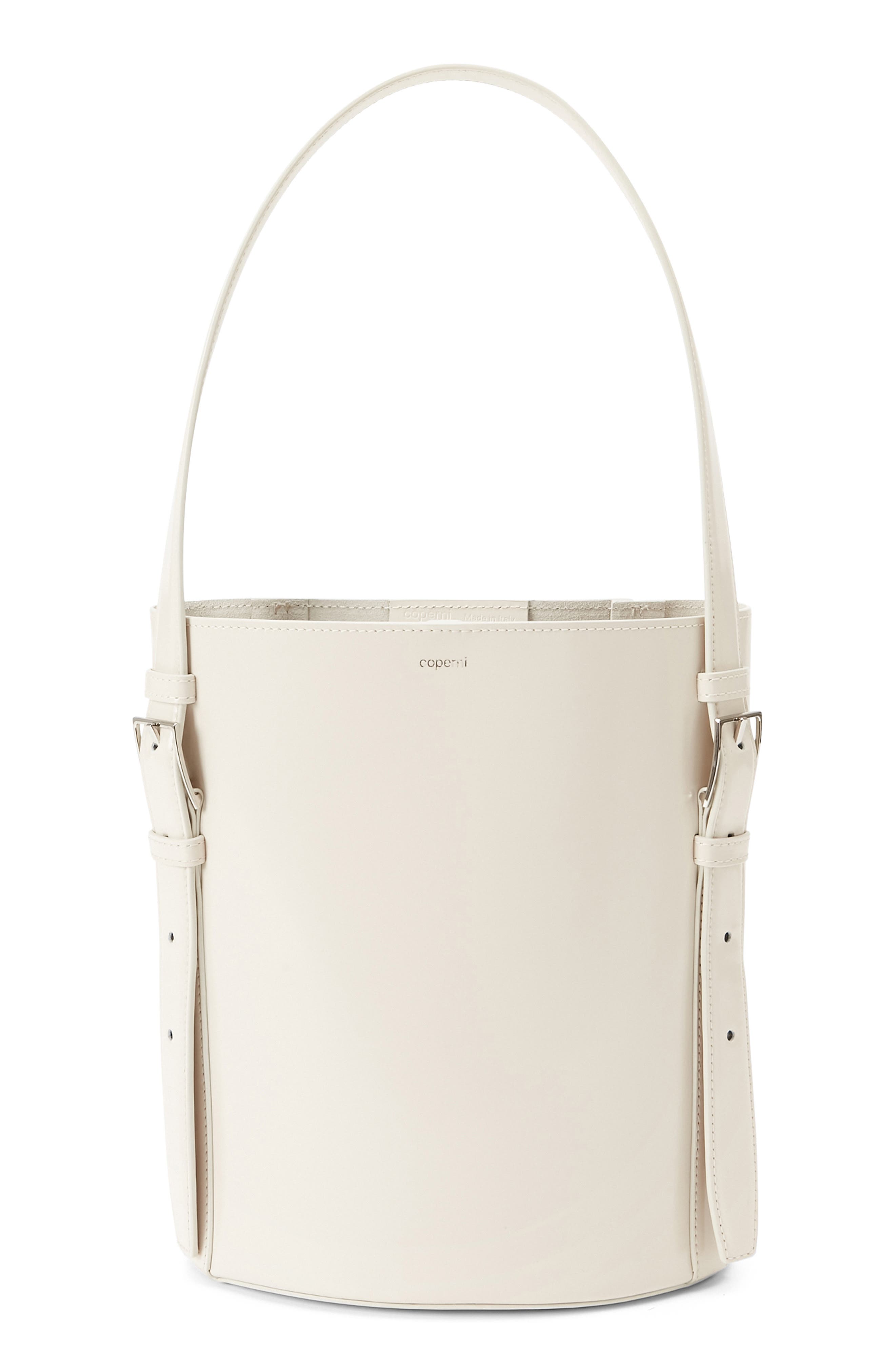 Coperni Ergonomic Leather Bucket Bag, Main, color, Beige Bei