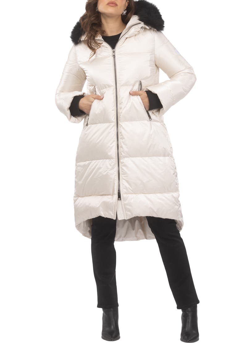 Apres-Ski Long Coat With Detachable Trim, Alternate, color, CHAMPAGNE/BLACK