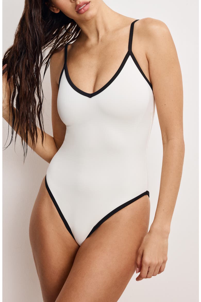 Compression Deep Dive One-Piece Swimsuit, Main, color, CLOUD WHITE001